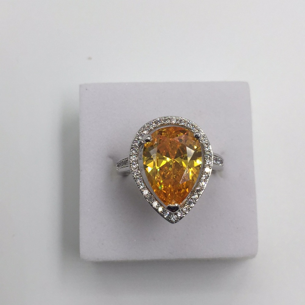 5 CARAT MULTI COLOR YELLOW TOPAZ 925 SILVER RING - Picture 3 of 6